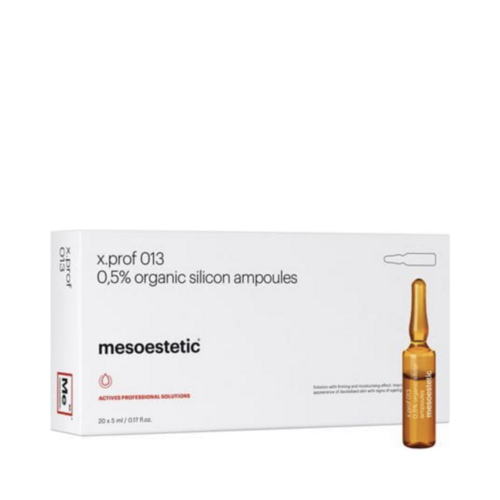 Mesoestetic X.prof 013 0.5% Organic Silicon Ampoules on white background