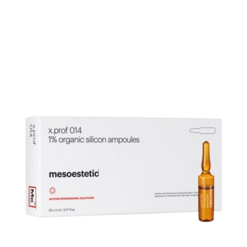 Mesoestetic X.prof 014 1% Organic Silicon Ampoules on white background