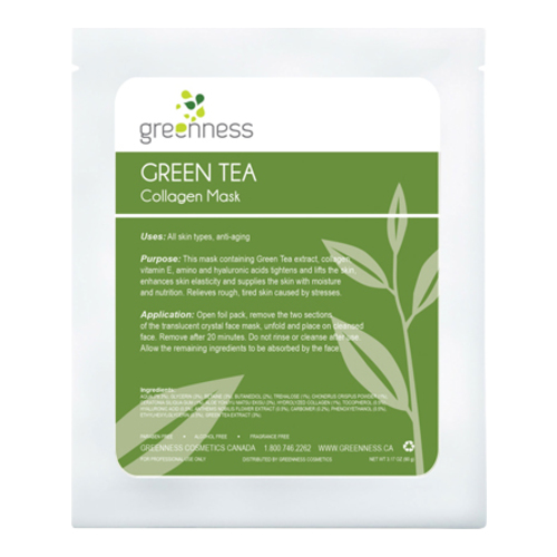 Greeness Cosmetics Green Tea Collagen Mask, 90g/3.2 oz Greenness Cosmetics Green Tea Collagen Mask on white background