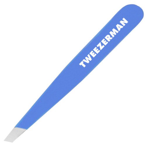 Tweezerman Mini Slant Tweezer - Flamingo, 1 piece Tweezerman Mini Slant Tweezer - Bahama Blue on white background