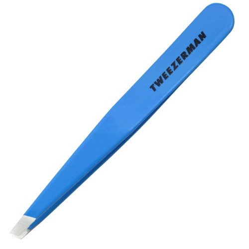 Tweezerman Slant Tweezers - Leopard Print, 1 piece Tweezerman Slant Tweezer - Blue Jewel on white background