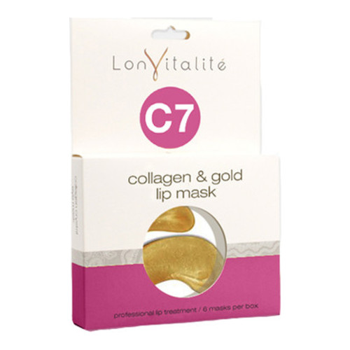 Lonvitalite C7 - Collagen and Gold Lip Mask 1 Box, 6 pieces Lonvitalite C7 - Collagen and Gold Lip Mask 1 Box on white background
