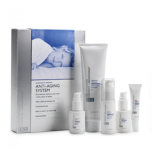 DCL Anti-Aging System, 5 Pieces DCL Dermatologic on white background