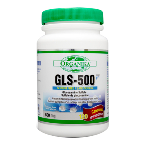 Organika GLS-500 Glucosamine Sulfate Complex, 500 x 500mg/7.5 grain Organika GLS-500 Glucosamine Sulfate Complex on white background