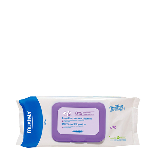 Mustela Dermo-Soothing Wipes (Fragrance Free) on white background