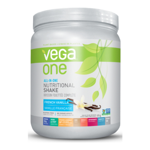 Vega All in One Nutritional Shake (Small) - Mocha, 416g/14.7 oz Vega One All-In-One Nutritional Shake (Small) - French Vanilla on white background