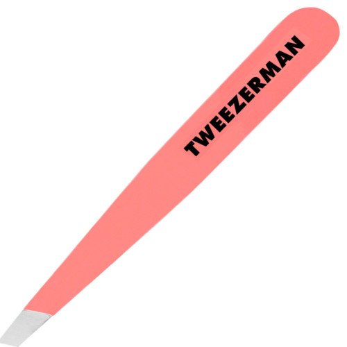 Tweezerman Mini Slant Tweezer - Flamingo, 1 piece Tweezerman Mini Slant Tweezer - Bahama Blue on white background