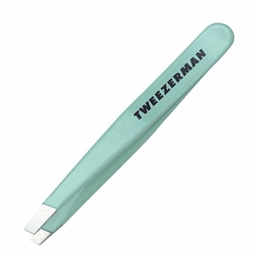 Tweezerman Mini Slant Tweezer - Flamingo, 1 piece Tweezerman Mini Slant Tweezer - Bahama Blue on white background
