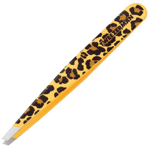 Tweezerman Slant Tweezers - Leopard Print, 1 piece Tweezerman Slant Tweezer - Blue Jewel on white background