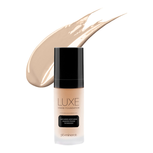 gloMinerals Luxe Liquid Foundation - Porcelain, 30ml/1 fl oz gloMinerals Luxe Liquid Foundation - Almond on white background