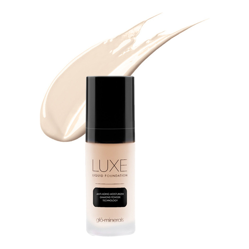 gloMinerals Luxe Liquid Foundation - Porcelain, 30ml/1 fl oz gloMinerals Luxe Liquid Foundation - Almond on white background
