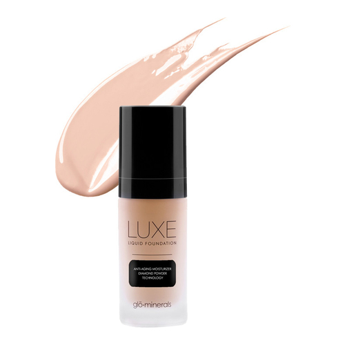 gloMinerals Luxe Liquid Foundation - Porcelain, 30ml/1 fl oz gloMinerals Luxe Liquid Foundation - Almond on white background