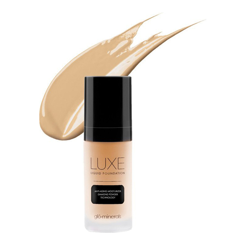 gloMinerals Luxe Liquid Foundation - Porcelain, 30ml/1 fl oz gloMinerals Luxe Liquid Foundation - Almond on white background