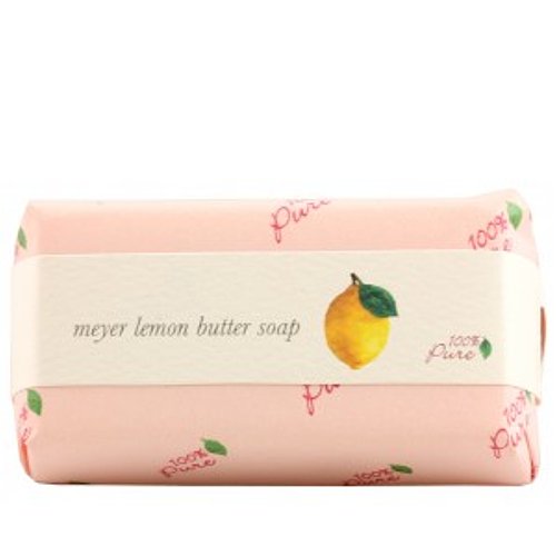 100% Pure Organic Meyer Lemon Butter Soap, 127g/4.5 oz 100% Pure Organic Apple Butter Soap on white background
