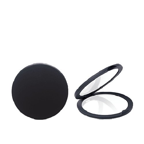 Free Gift with purchase of $120 Products: Round Double Mirrored Compact, Matte Black Naturally Yours on white background