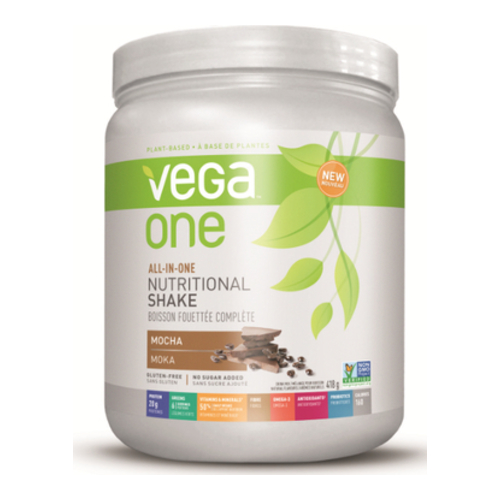 Vega All in One Nutritional Shake (Small) - Mocha, 416g/14.7 oz Vega One All-In-One Nutritional Shake (Small) - French Vanilla on white background