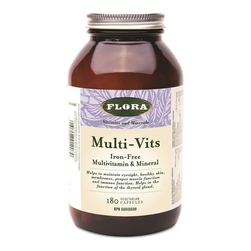 Flora Multi - Vits Iron - Free, 90 capsules Flora Multi - Vits Iron - Free on white background