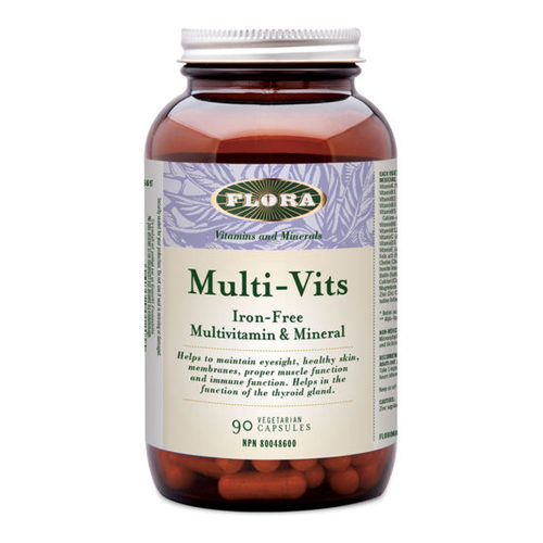 Flora Multi - Vits Iron - Free, 90 capsules Flora Multi - Vits Iron - Free on white background