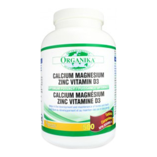 Organika Cal Mag Zinc / Vit D3 - Optimum Potency, 500 tablets Organika Cal Mag Zinc/Vit D3 - Optimum Potency on white background