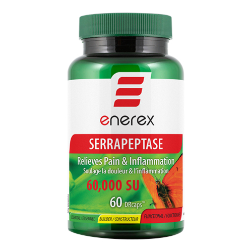 Enerex Serrapeptase 60,000 SU, 60 capsules Enerex Serrapeptase 60,000 SU on white background
