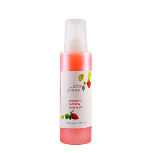 100% Pure Organic Strawberry Body Wash, 502ml/17 fl oz 100% Pure Organic Blood Orange Body Wash on white background