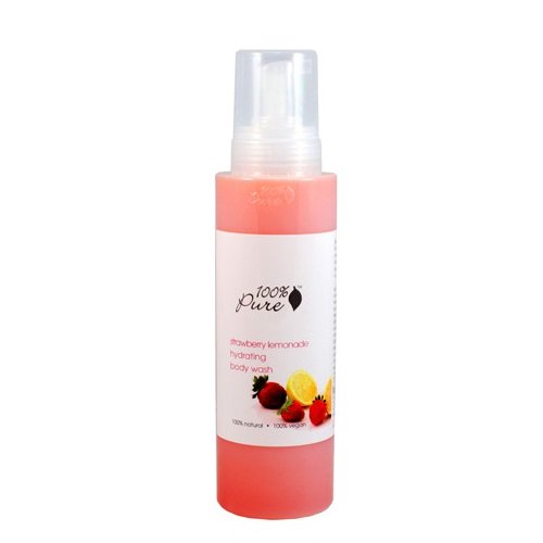 100% Pure Organic Strawberry Body Wash, 502ml/17 fl oz 100% Pure Organic Blood Orange Body Wash on white background