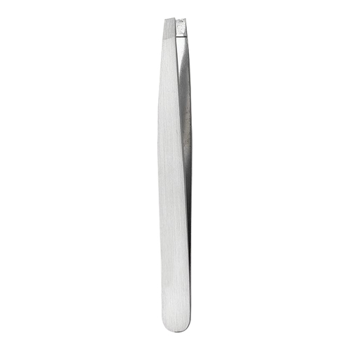 Naturally Yours Slanted Tweezer - Silver on white background