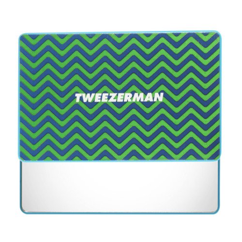 Tweezerman Unbreakable Mirror - Blue/Green on white background