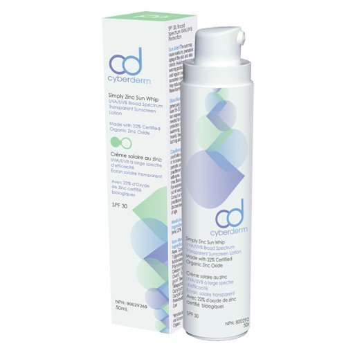 CyberDERM Simply Zinc Sun Whip SPF 30, 50ml/1.7 fl oz CyberDERM Simply Zinc Sun Whip SPF 30 on white background